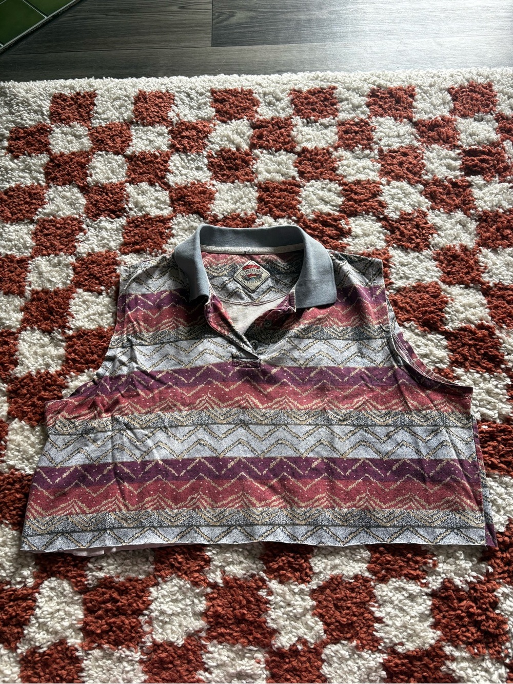 Sleeveless Granola Crop Top With Vintage Pattern